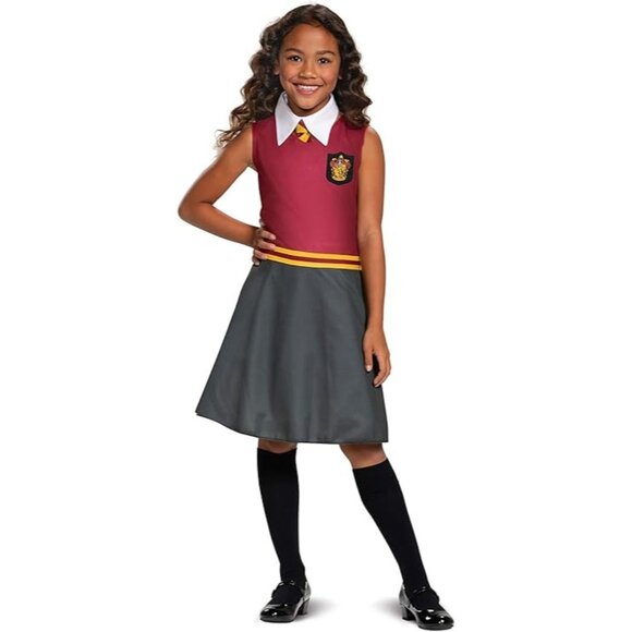 Harry Potter Gryffindor Costume Hermione Dress Collar Tie Hogwarts Girls 10-12 - Picture 2 of 6